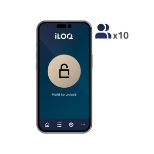 Licença APP controlo de acesso - 10 APPs | Pagamento anual - Abertura com NFC | iOS e Android - Compatível com a série S50 - Acumulável com ILOQ-LICENSE-S50-xAPP - Necessária licença base ILOQ-LICENSE-xDOOR