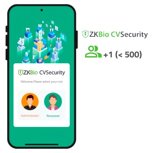 Licença da aplicação CVSecurity da ZKBio - 1 APP de utilizador adicional (até 500 utilizadores) - Abertura com códigos QR dinâmicos - Adequado para Android e iOS - Necessária licença de acesso ZK-SOF-BIOCV-x - Acumulável para MBAPP-N-PERSONNEL-ADDON