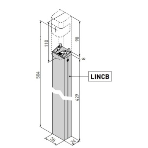 LINCB - Vertical assembly column for Lin2 and Lin2B - h = 0.5 m with anodized aluminum body