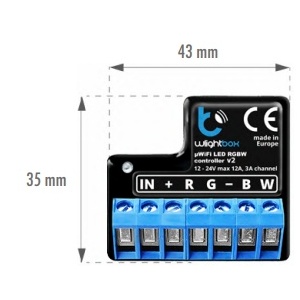 Monochromatic LED controller, RGBW -144W (12VDC) / 288W (24VDC) 3A IP20 - 4 channels