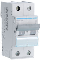 MWN206 - Interruttore automatico 2P 6A C 3kA 2M HAGER EAN:3250614330575