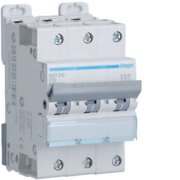 NGT310 - Breaker 3p 10A D 6/10ka 3m Hager EAN: 3250614635793