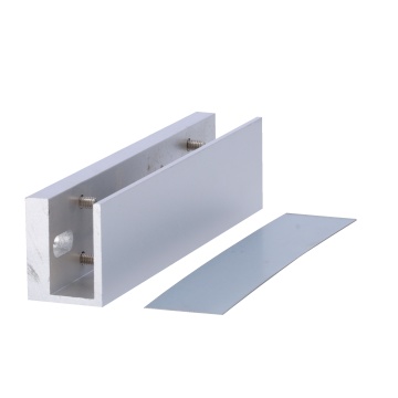 Perfil em U para ventosas - Compatível com YF-180XX - Abertura tanto exterior como interior - Para portas de cristal sem batente - Espessura do vidro entre 8-15 mm - Fabricado em alumínio