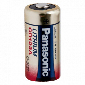 Pilha CR123A / CR17345 / 5018LC - Panasonic - Lítio Li-MnO2 não recarregável - Tensão 3.0V - Capacidade nominal 1550mAh - Compatível com produtos do catálogo