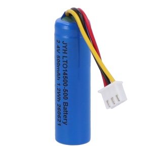 Pilha LTO14500 - Lítio LTO recarregável - Tensão 2.4V / Retrátil Molex 5284 - Capacidade nominal 500mAh - Compatível com a FIBRA-MOTIONCAM - e FIBRA-MOTIONCAM-PHOD