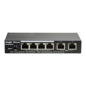 Reyee Switch PoE Cloud - 4 Portas PoE Gigabit + 2 Uplink Gigabit Rj45 - Velocidade da porta 10/100/1000 Mbps - 30W por porta 802.3af/at / Máximo 54W - VLAN/Isolamento de portas/Detecção de loop - Limite de velocidade da porta