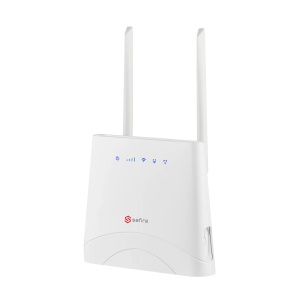 Router Safire 4G LTE Categoria 4 - Velocidades até 150Mbps DL e 50Mbps UL. - Ligação Wi-Fi 4 estável até 300 Mbps - Equipado com 1 porta WAN e 3 portas LAN Gigabit. - Bateria integrada do tipo UPS (3000 mAh) - Permite ligar até 32 utilizadores Wi-Fi