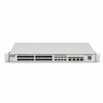 Ruijie Reyee Cloud Managed L2+ Aggregation Switch - Alta densidade de fibra com 24 ranhuras SFP de 1G - 8 Portas Gigabit combinadas (cobre/fibra) integradas - 4 Uplinks de ultra-alta velocidade 10G SFP+ independentes - Roteamento estático L3 e cibersegura