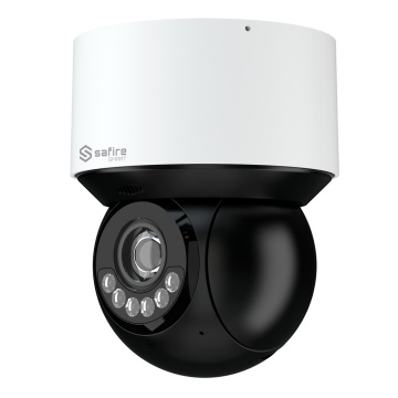 Safire Smart - Câmara IP PTZ gama B1 Inteligência Artificial - Resolução 4 Megapixel (2560x1440) - Zoom ótico 4x | Luz dupla: IR 50m Branco 30 m - Autotracking, humanos e veículos | Alarmes - Impermeabilidade IP66 &amp; IK10 | PoE+ (IEEE802.3at)