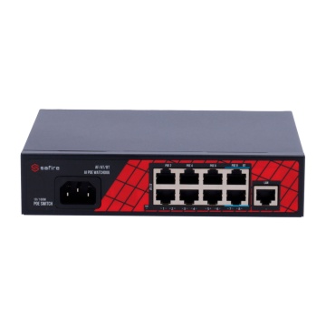 Safire Switch Hi -POE - 8 Ports Poe + 1 Uplink RJ45 - Door Speed 10 / 100Mbps - 6 Ports Poe + 30W + 2 Hi -POE 60W ports - Poe Total 120W Poes - Poe Watchdog / Auto Poe Extended to 250m