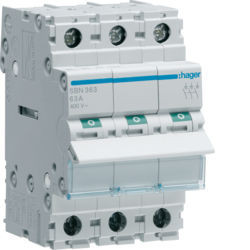 SBN363 - commutateur modulaire 3p 63a Hager Ean: 3250615510228
