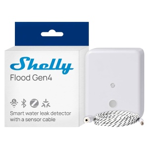 Shelly Flood Gen4 - Wi-Fi 2.4 GHz / Bluettoh / Zigbee / Matter - Sensor de inundação - Pilhas 4X AA - Adequado para domótica de vivendas - Compatível com Alexa e Google