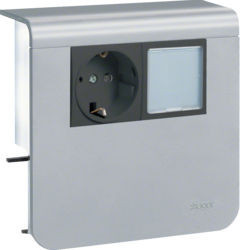 SL20055925D1 - Sup. Schuko + LED SL20055, alumínio HAGER EAN:4012740894807