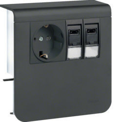 SL200809209011 - SCHUKO+2XRJ45 CAT.6 SL20080, PR. Grafite Hager Ean: 4012740895743
