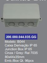 SOFLIGHT - 200.080.044.035.GG - Caja Derivación IP65 sin Bucinas 80x44x35mm Gris,Ral 7035