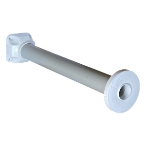Soporte de techo de hasta 1m - Altura 50 cm x 5 (Ø) cm - Apto para uso en interior / exterior - Color blanco anclaje / gris tubo - Material PVC - Complementado con aditivos UV