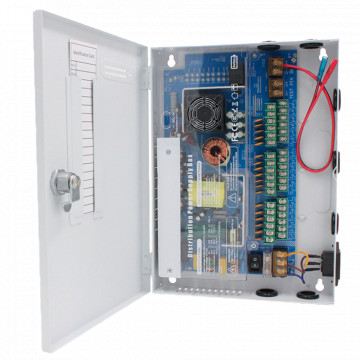 Stromverteilerkasten - AC-Eingang 180 V~246 V - 18 Sicherungsausgänge - Rückstellbarer Sicherungsschutz - Ausgangsspannung 12 V / 250 W - Metallgehäuse