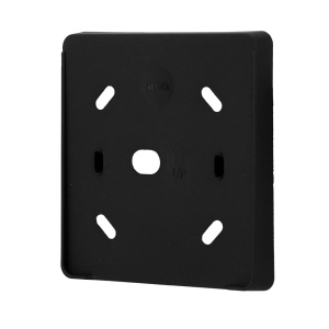 Suporte de superfície para leitor - Para instalação separada numa parede - Furos para caixa de mecanismo padrão - Dimensões: 99 (Lg) x 103 (Al) x 12 (Pf) mm - Compatível com iLOQ-N505i - Fabricado em plástico