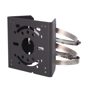 Suporte para poste - Para câmaras dome - Apto para uso exterior - Intervalo diâmetro 67~127 mm - Cor cinzenta | 136 (A) x 127 (L) x 62.4 (P) mm - Passador de cabos
