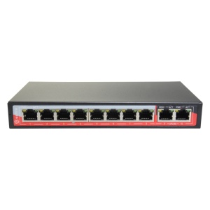 Switch PoE - 8 portas PoE + 2 Uplink RJ45 - Velocidade 10/100 Mbps - Funções: Ai VLan/QOS/CCTV Extend/PoE - Padrão IEEE802.3af (PoE) / at (PoE+) - Até 96W no total para todas as portas