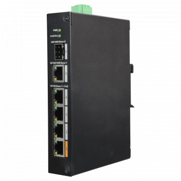 Switch Poe X -Security - 4 Ports POE +1 SFP +1 UPLINK GIGABIT - Geschwindigkeit 10/100/1000 Mbit / s - 60W Halter 1/30W 2-4 / Maximum 60W - Hi -POE / IEEE 802.3AT (POE +) / AF (POE) - Carril Mounting Dines Dines802.3at (POE +) / AF (POE) - Carril Mounting Dines Dines802.3at (poe +) / af (poe) -