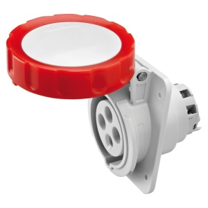 Tomada fixa de encastrar a 10°, IP66/IP67, 3P+T, 16 A, 400 V, 6 h
