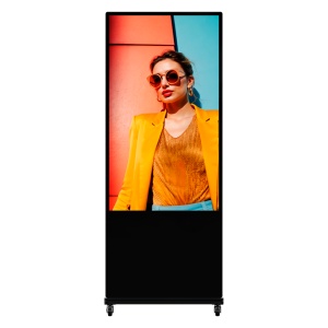 Totem com monitor 55" 4K - Sinalética digital local USB - Sinalética digital FocSign (opcional) - Utilização em interiores - Funcionamento 24/7 - Android 13