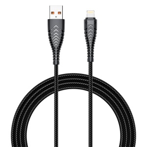 VEGER - Câble USB2.0 - USB -A pour la foudre - revêtement métallique, tressage en nylon - longueur 1,2 m - couleur noire