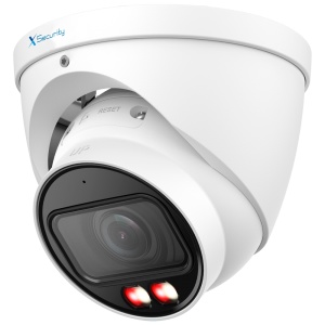 X-Security Câmara IP Turret - 8 Megapíxel (3840x2160) - Lente Motorizada 2.7~13.5 mm - WDR 120dB | Dual Light alcance 40 m - WizSense, com classificação de pessoas e veículos - MicroSD | IP67 | PoE | SMD Plus