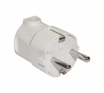 000200057 - 8436021940575Plugue bipolar entrada de cabo lateral 4,8mm Branco