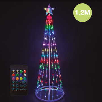 204690080 - 8433373074927arvore LED inteligente a través de Bluetooth e control remoto Kiondo 1.2M 24 deberes RGB IP44