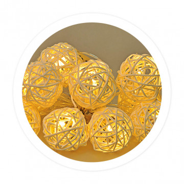 204805030 - 8433373073012Guirlanda de pelota de madera LED con luz cálido de 1,35M