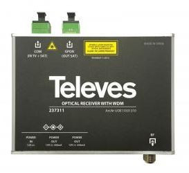 237311 -8424450187104 TELEVES - Receptor / Consternación Óptico "SC/APC". 1e: 1310/1490/1550nm(Se sentó/Terreno.), 2s: 1310/1490nm(Se sentó) - RF(Terreno.)