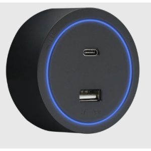 41833 - Toma USB A+C magnética con LED negra