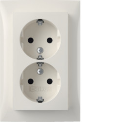 47598989 - S.1/B.x - Schuko x2 monob.obtur, blanco HAGER Ean:4011334451617