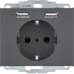 48037006 - K.1/K.5 - Schuko c/ 2xUSB, antrac Té de hierbas BERKER Ean:4011334510703