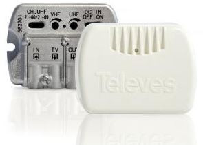 562702 -8424450165829 TELEVES - Amplificador Departamento Nanokom 1e/2s "Fácil": 47...790/862MHz G 10/23dB Vs 95/103dBµV c/USOS + Destino. Preamplio. 12V-150mA