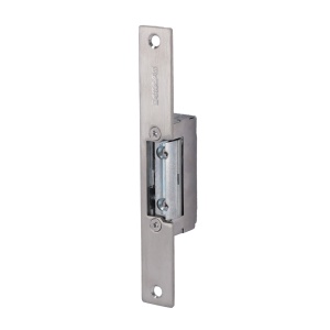 Abreportas elétrico em aço inoxidável Dorcas - Instalação com corte da moldura - Fechadura radial ajustável - NO Fail Secure | Até 330 kg - Alimentação DC 12V - Sensor de porta