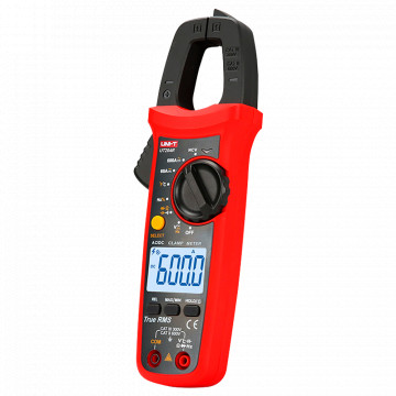 Alicate amperimétrico - Medição CC até 600V e 600A - Medição AC até 600V e 600A - Resistência/capacidade/frequência/temperatura - Escala automática | Teste de díodos | True RMS - Abertura da pinça de 28mm