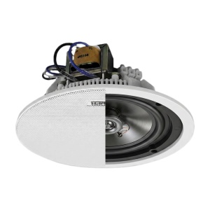 Altifalante de teto 2 vias DSPPA - Linha 100V - 10W | Coaxial 6,5" + Tweeter 0,75" - 93dB | 103dB SPL máx. | 90Hz-18kHz - Resposta equilibrada | Cobertura uniforme - Para teto falso | Grelha sem bordas