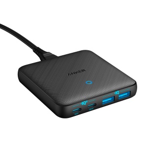 Anker - Table Charger - Fast Loading 65W - 2x USB -C outputs, 2x USB -A - Load devices 4 at a time - Black color