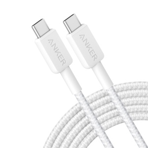 Anker - USB2.0 Cable - USB -C for USB -C - Nylon braided cable - 3m length - fast loading up to 60W | White
