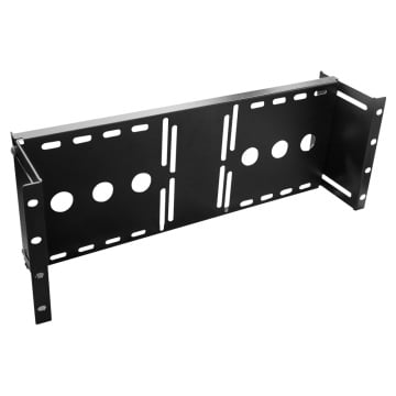 Apoyo VESA a instalación em rack - Compatible con apoyo VESA entre 75~100 mm - Válido a cualquier monitor Lcd hasta 20" - Alas lado a estante - Material metálico - Color negro