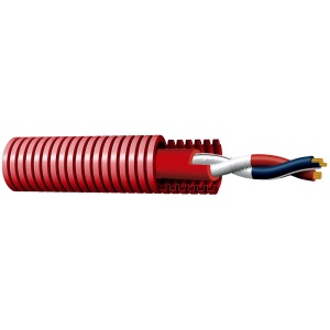 Bobina de cable entrometido blindado - Resistente ao fuego RF 120 minutos - Bobina de 100 medidores - Conductor de cobre 2x1.5mm2 - Certificado de RCP CCA -1sb, a1, d1 - Certificado PT 50575 | Resistencia 13.9 Ω/Km - Pre-alambrado em tubo ondulado