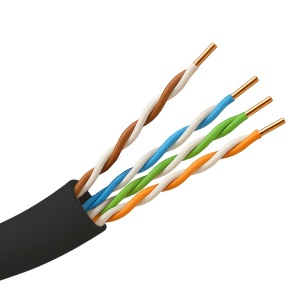 Cabo UTP - Categoria 5E - Bobine de 305 metros - Condutor OFC, pureza 99.9% cobre - Diâmetro 5.5 mm - Revestimento especial para exterior