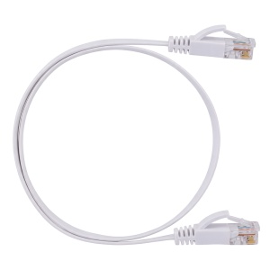 Cabo UTP Flat - Ethernet - Conectores RJ45 - Categoria 6 - 0,5 m - Cor branco-cinzento