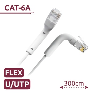 Cabo UTP flexível - Ethernet - Conectores RJ45 - Categoria 6A - 3 m - Cor branco