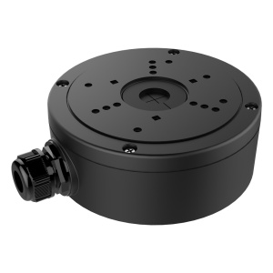 Caixa de conexões - Para câmaras dome - Apto para uso exterior - Instalação em tecto ou parede - Passador de cabos - Cor preto