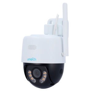 Câmara IP Uniarch WiFi PTl - 5 MP | Lente 4.0 mm | microSD 256 GB - IV 30 m | Luz branca 10 m | DWDR - Autotracking | 20 Presets - IP67 | Wi-Fi | Cruzamento de linha e intrusão - Microfone | Altifalante | Botão de reiniciar