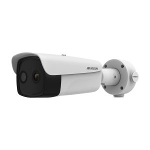 Cámara térmica IP dual Hikvision PRO - Sensor térmico VOx 384x288 | Lente de 25 mm - Sensor óptico de 1/2,7” y 4 Mpx | Lente de 12 mm - Sensibilidad térmica ≤ 35 mK - Frecuencia de medición -20~150 °C / ± 8 °C - IP67 | IK10 | Anticorrosión | Alcance IR: 100 m